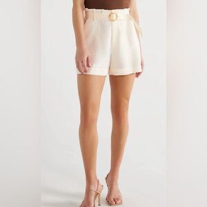 Sofia Vergara linen high waisted shorts khaki medium
